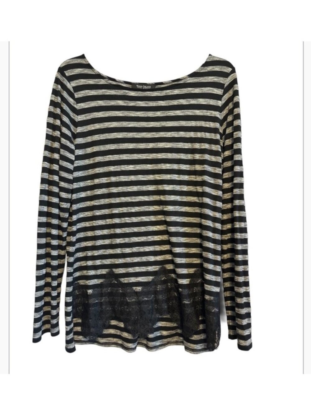 White House Black Market Women’s Black & Gray Lace Botton Top Casual Large